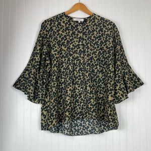 Dorothee Schumacher Women's Multicolor Floral Bell Sleeve Signature Top Sz 4 /L
